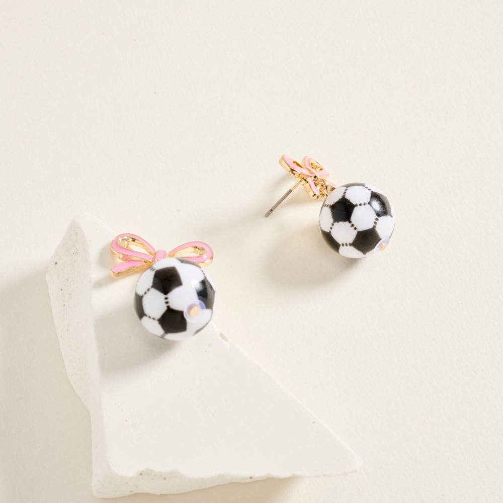 Soccer Ball Bow Earrings