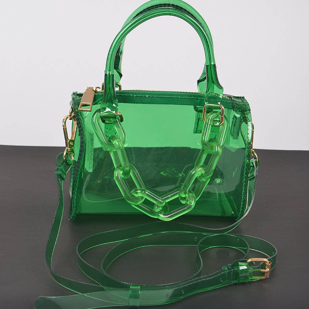 Transparent Green Mini Bag With Acrylic Chain
