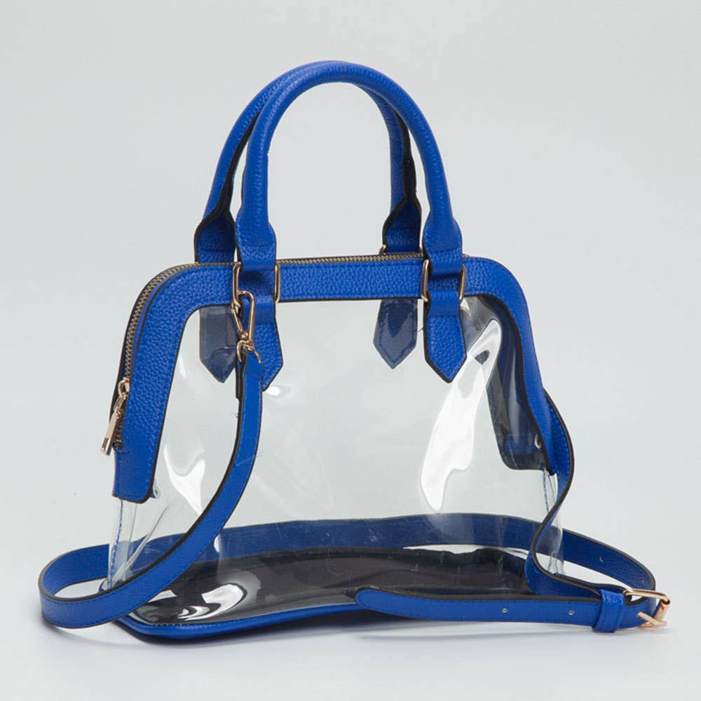 Faux Leather Trim Transparent Handbag – Multiple Colors