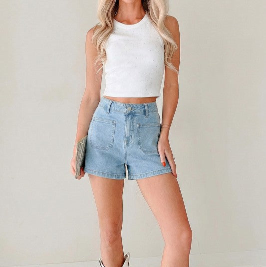 Patch Pocket Denim Shorts