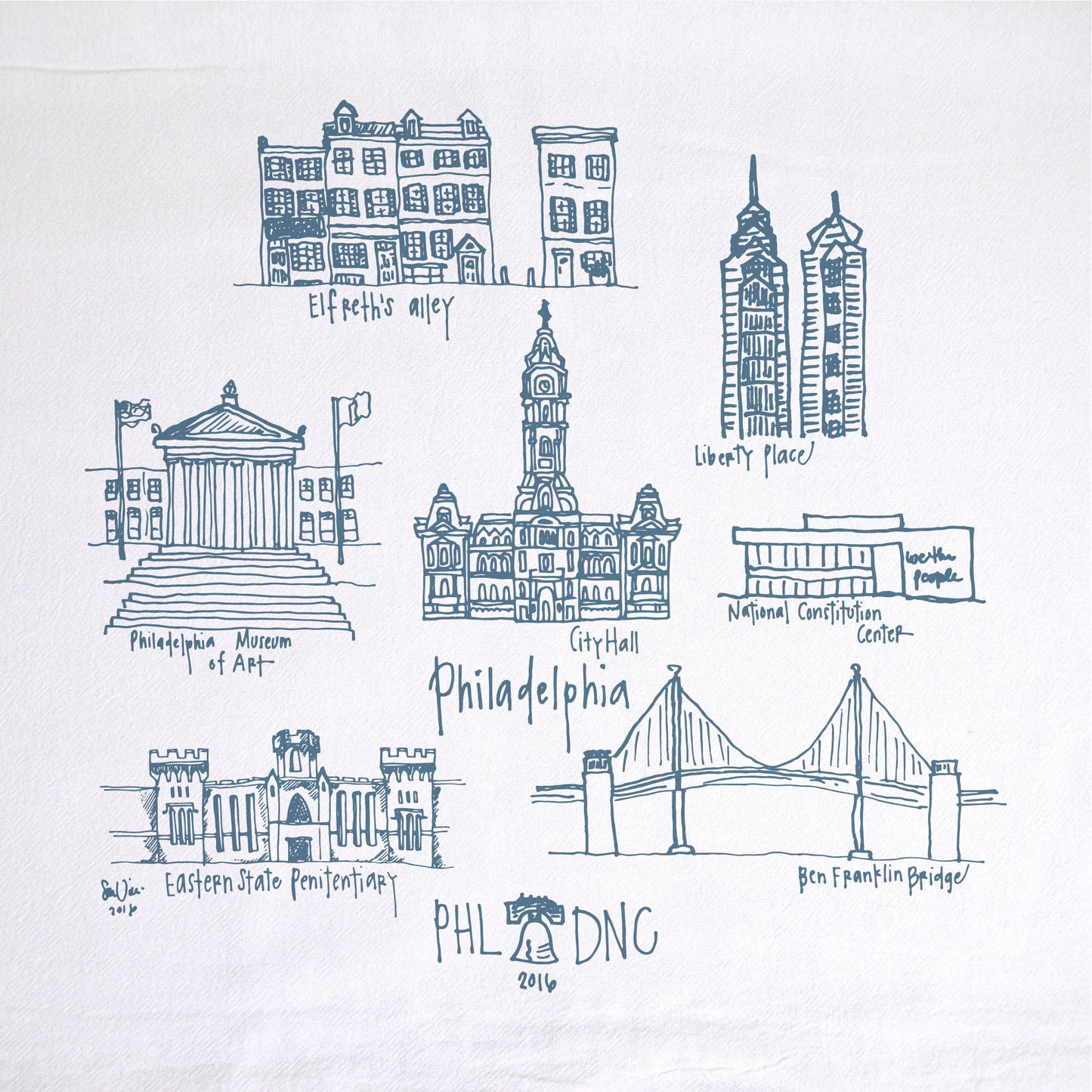Philadelphia Landmarks Tea Towel
