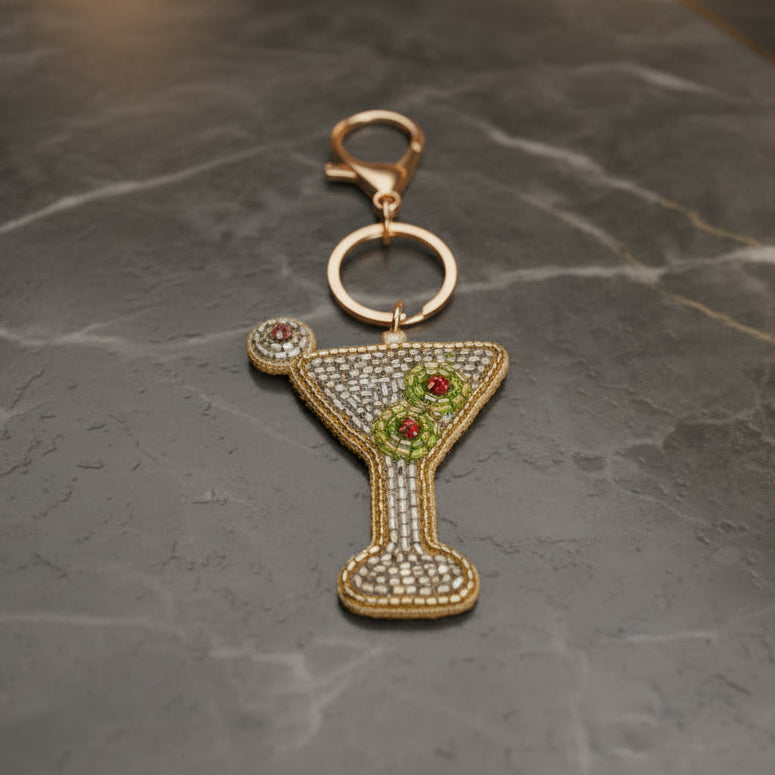 Martini Beaded Bag Charm/Keychain