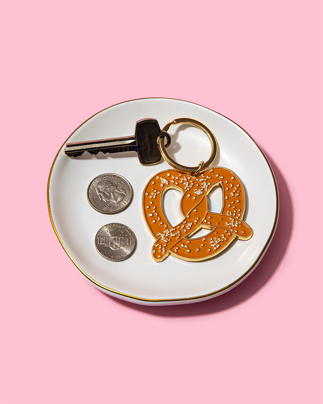 Soft Pretzel Enamel Keychain/Bag Charm