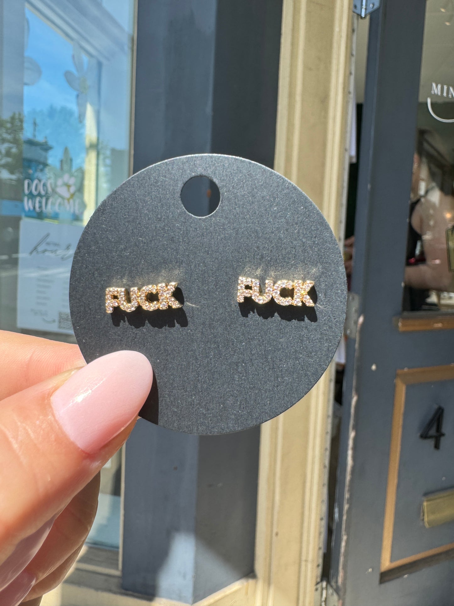 "Fuck" Diamond Filled Earrings