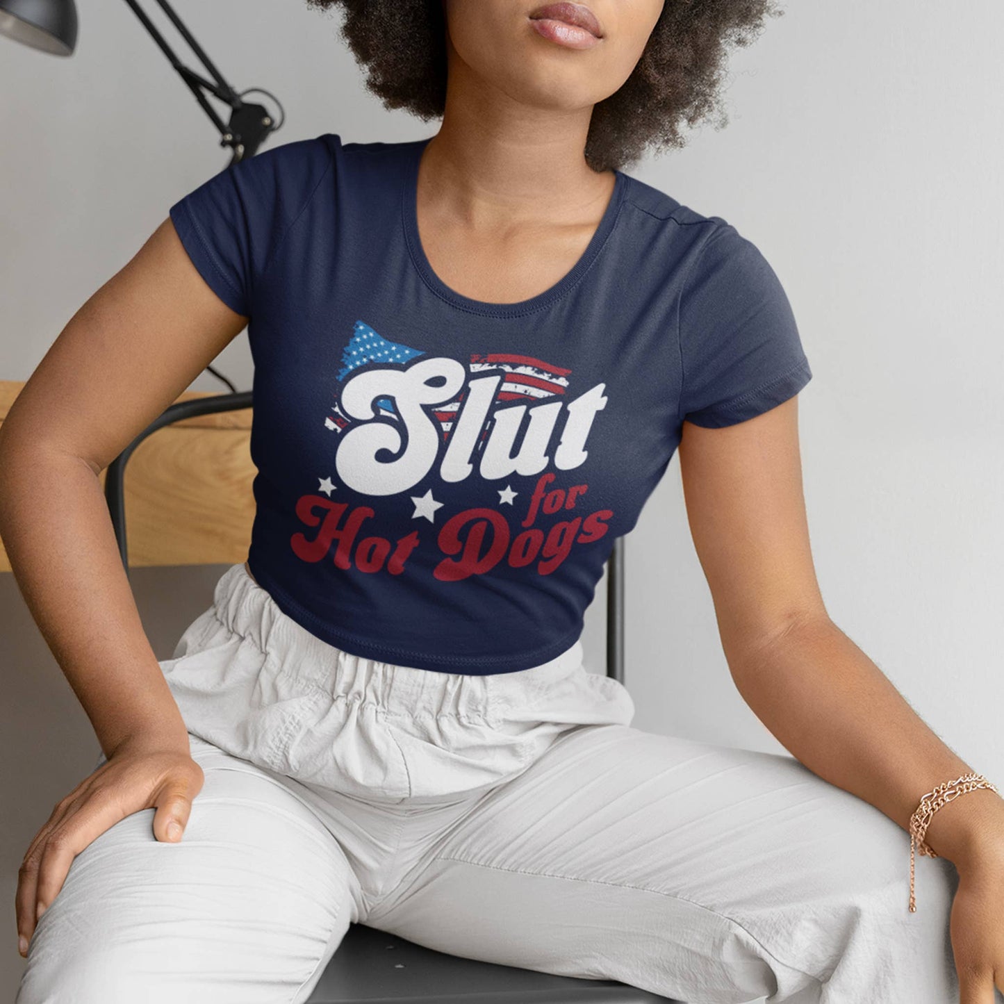 Slut For Hot Dogs Micro Rib Baby Tee