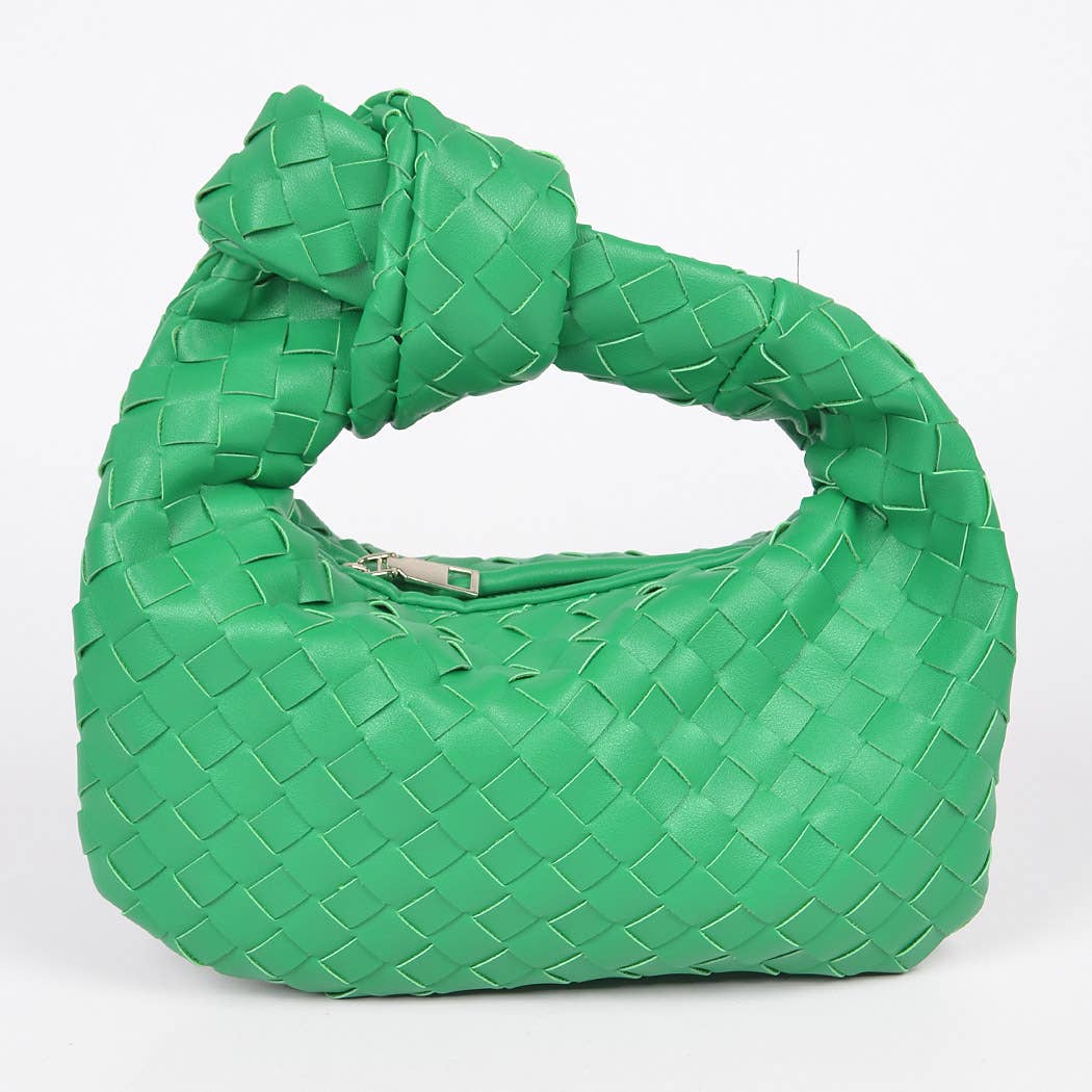 Green Faux Leather Knot Handbag