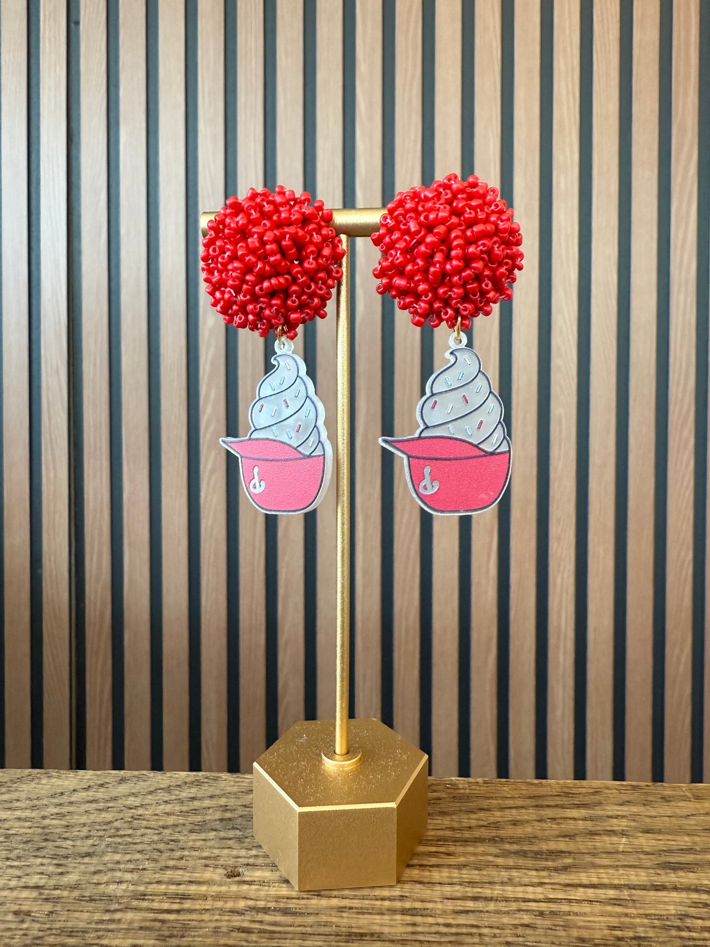 Ice Cream Beaded Cluster Earrings