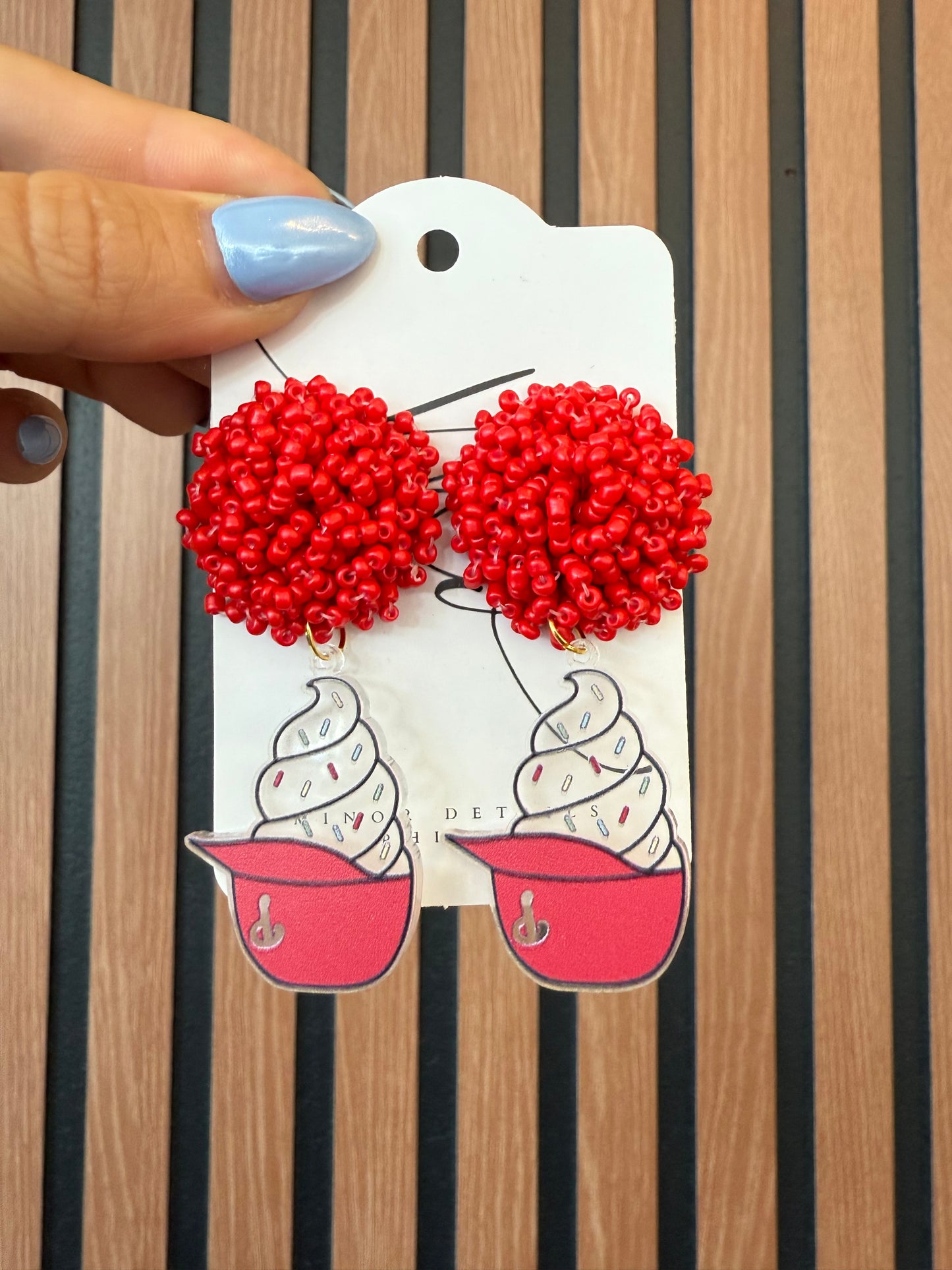 Ice Cream Beaded Cluster Earrings