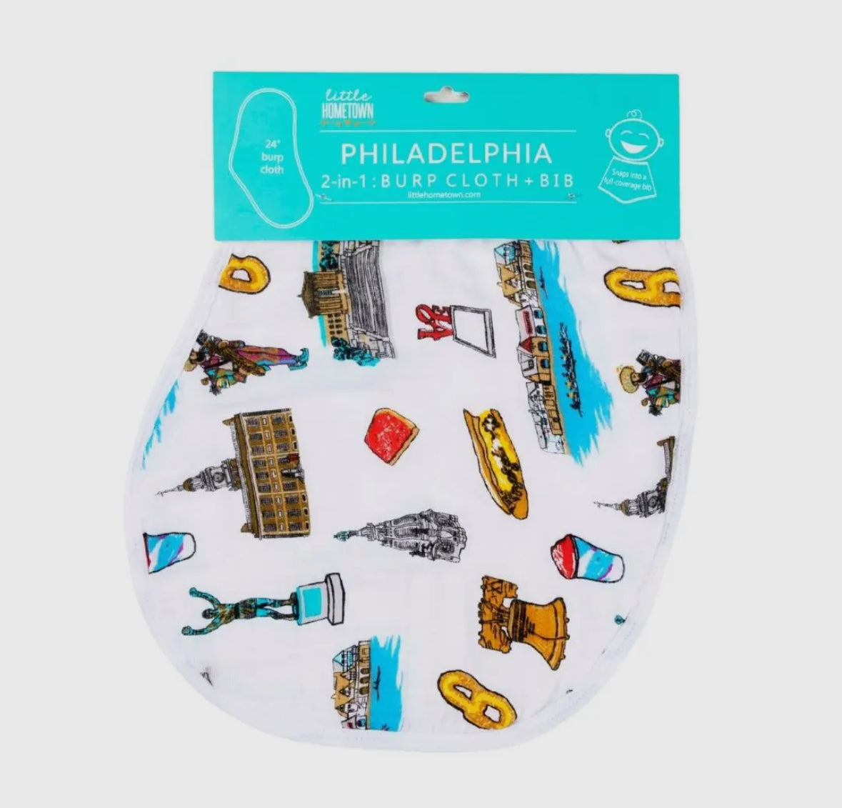 Philadelphia Burp Cloth + Bib: 2 in 1