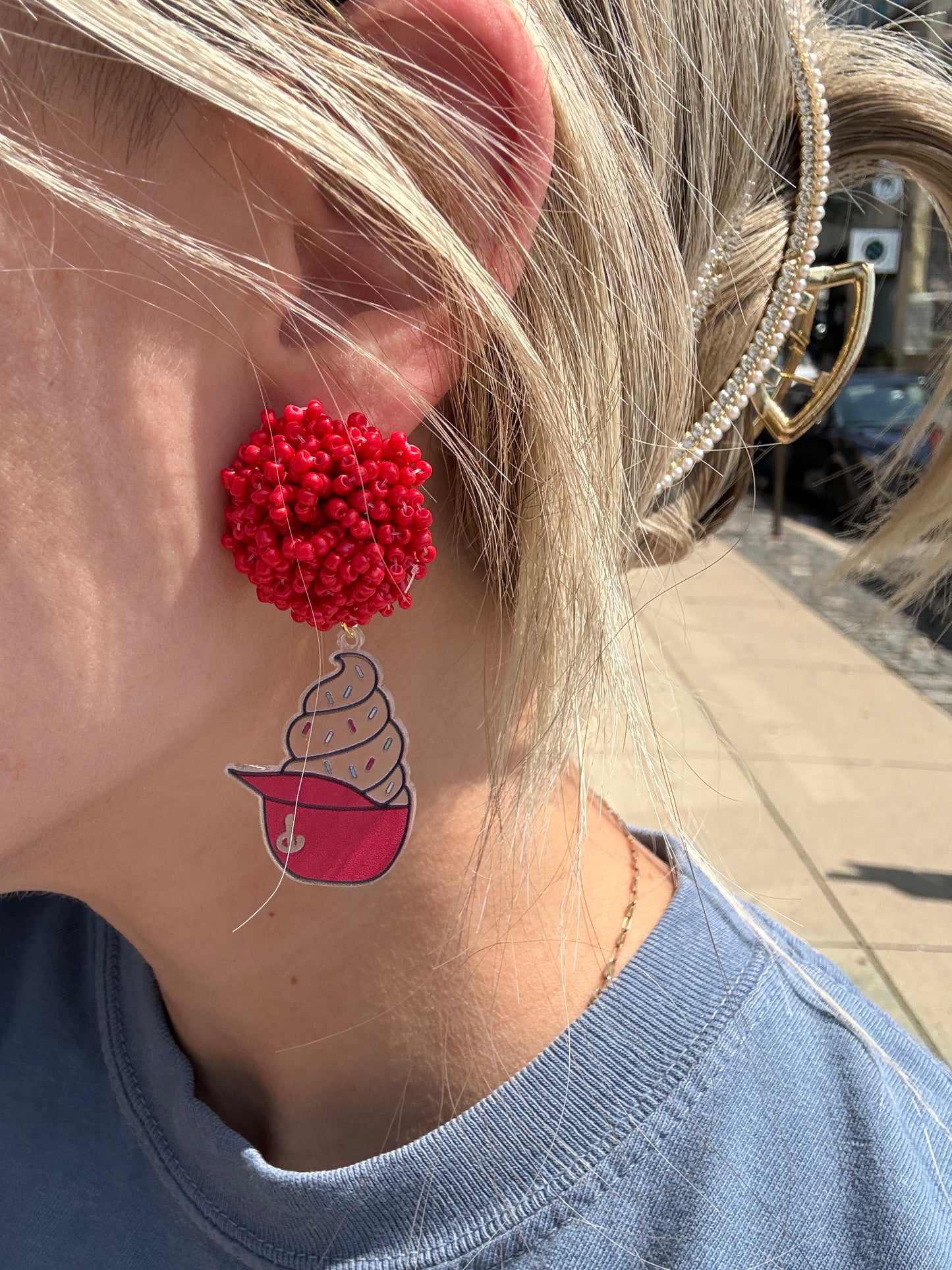 Ice Cream Beaded Cluster Earrings