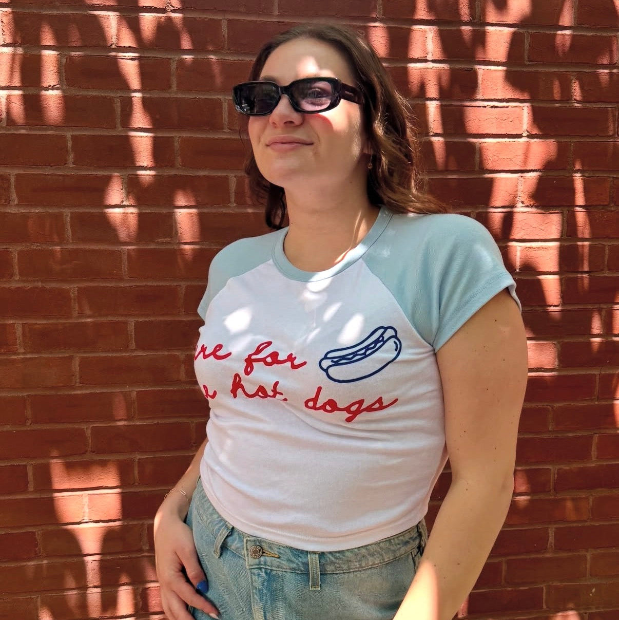 Here for the Hot Dogs Women's Baby Tee