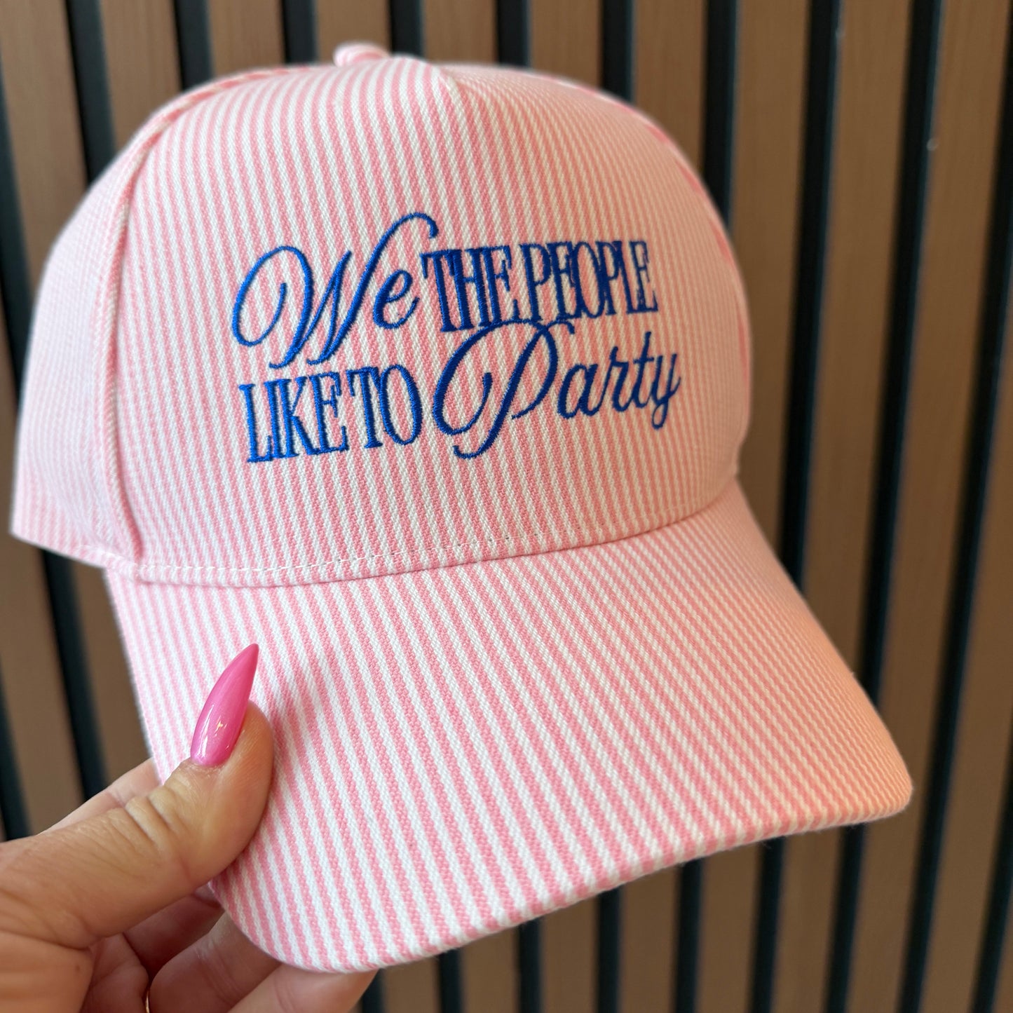 We The People Like To Party Embroidered Seersucker Hat