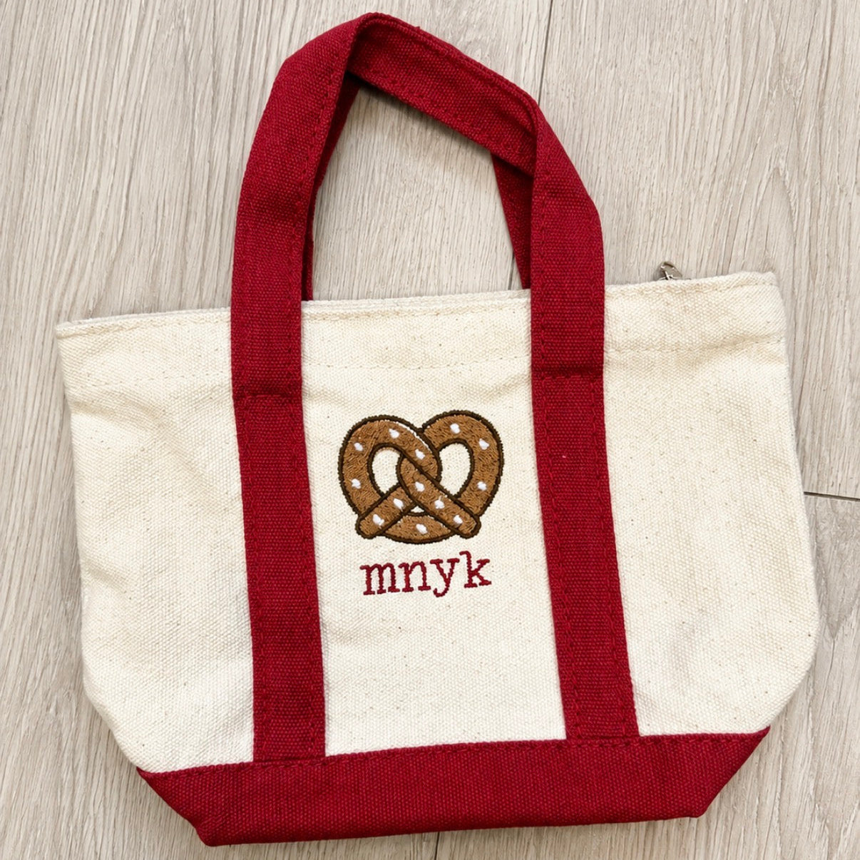 MNYK Pretzel Embroidered Mini Tote