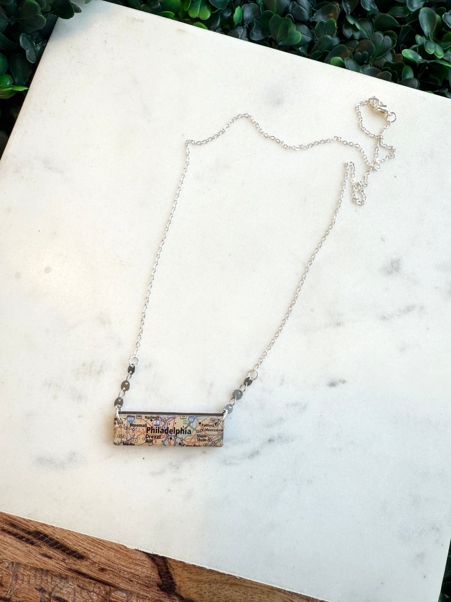 Philadelphia Vintage Map Necklace