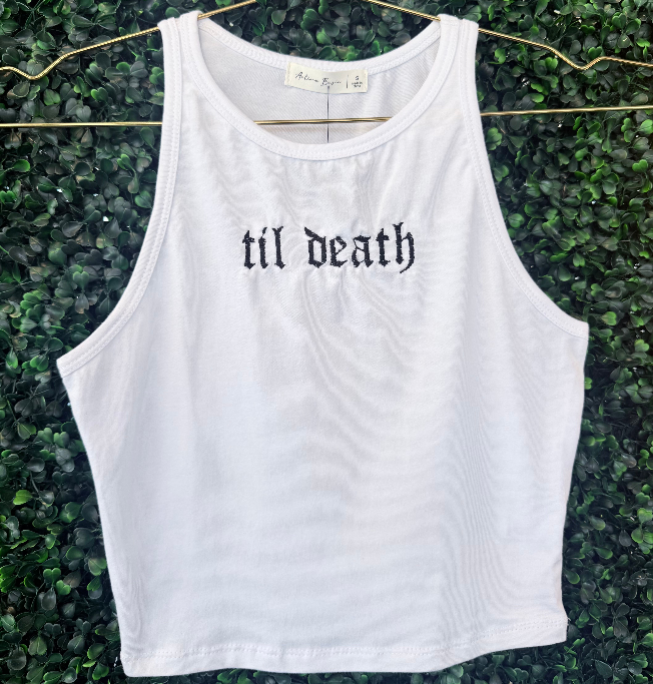 'Til Death' Bridal Embroidered Tank Top