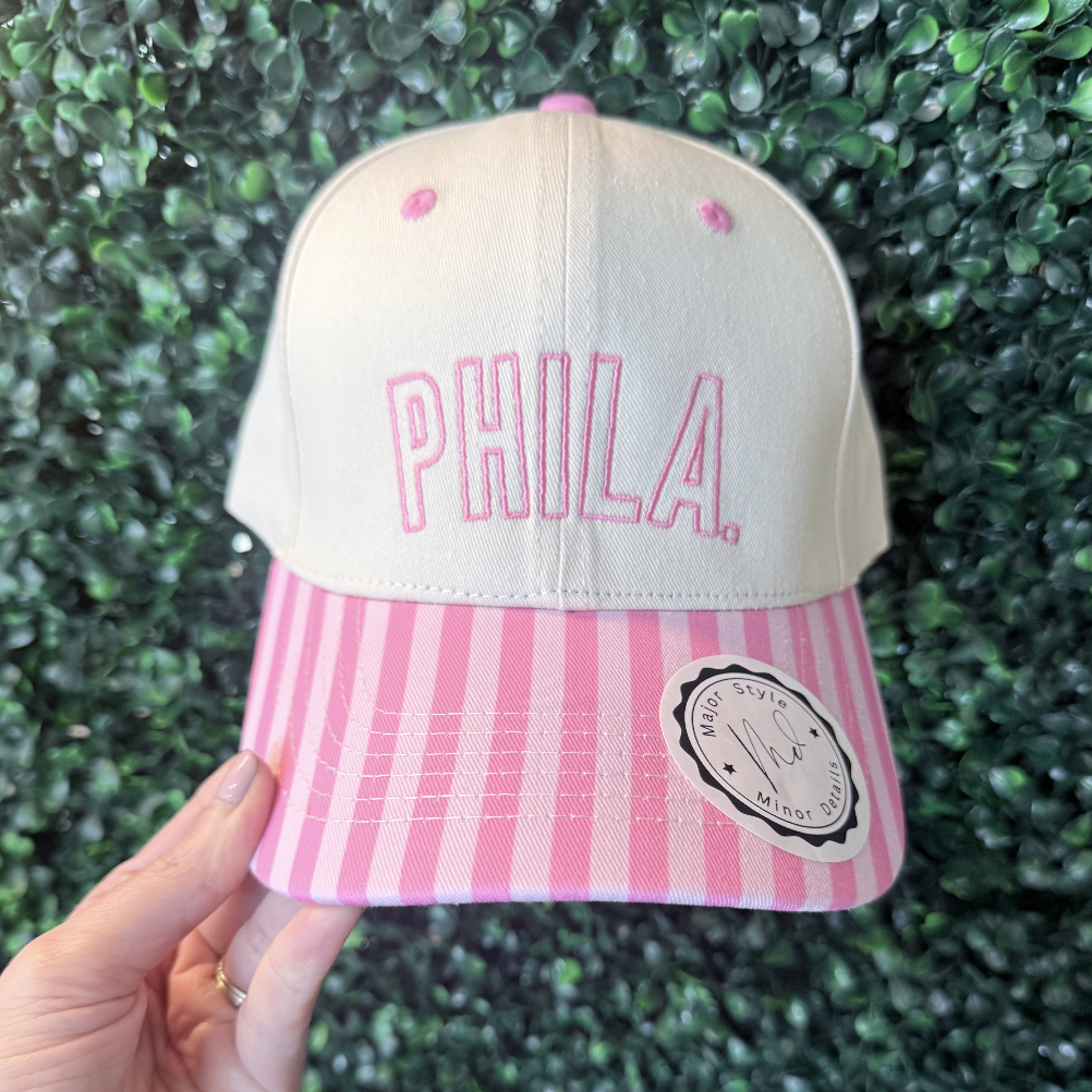 Phila. Outline Embroidered Striped Hat