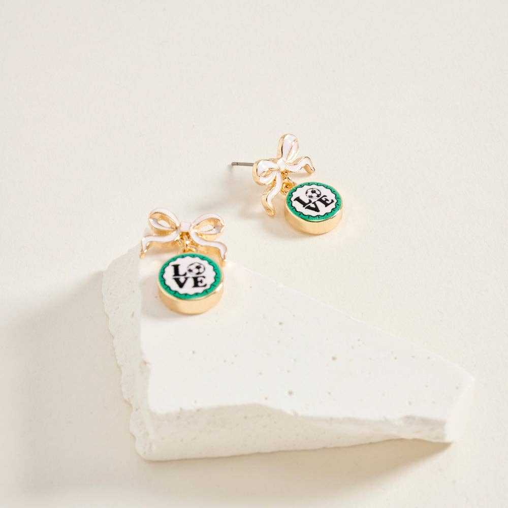 Soccer Ball Love Statue Earrings