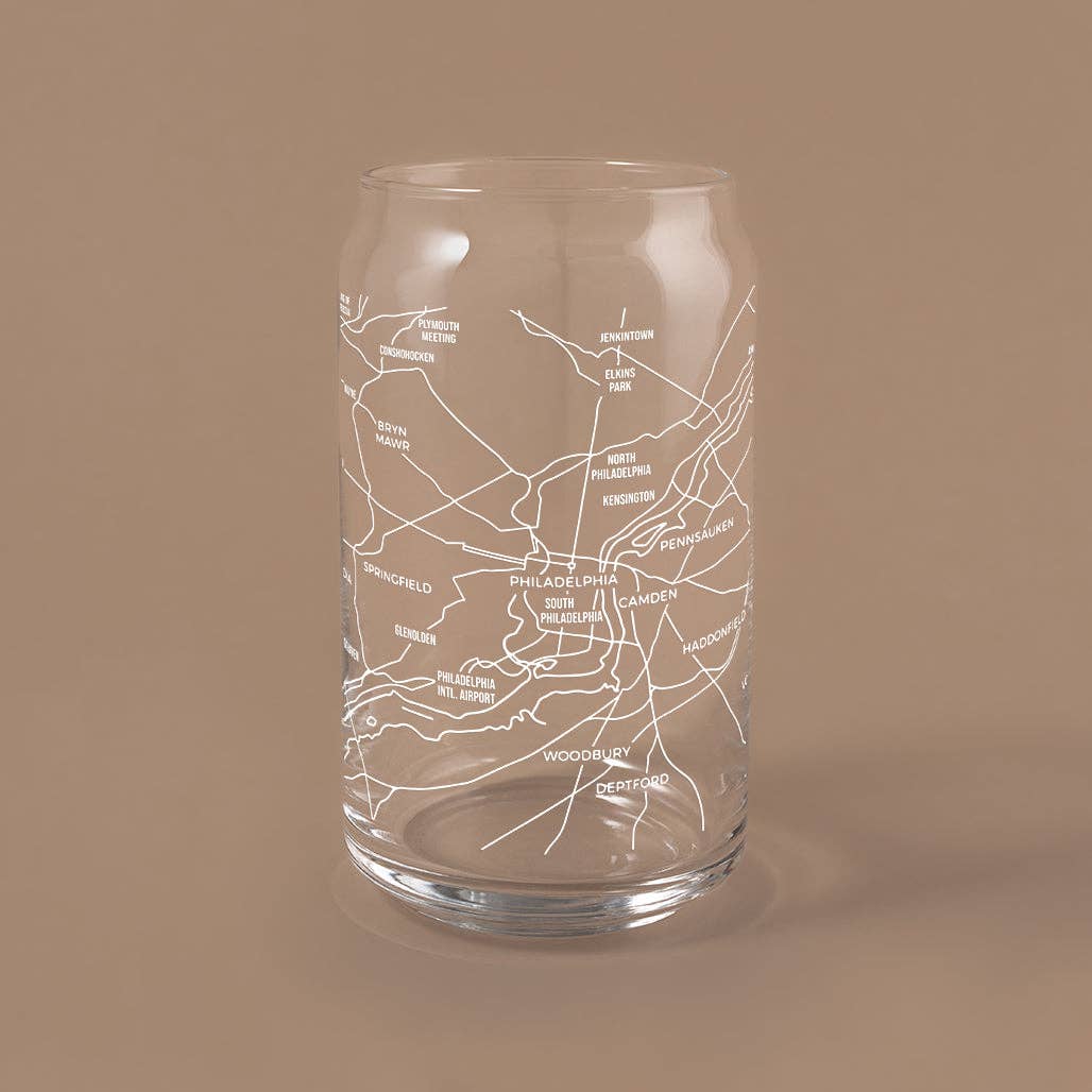 Philadelphia Map Can Glass