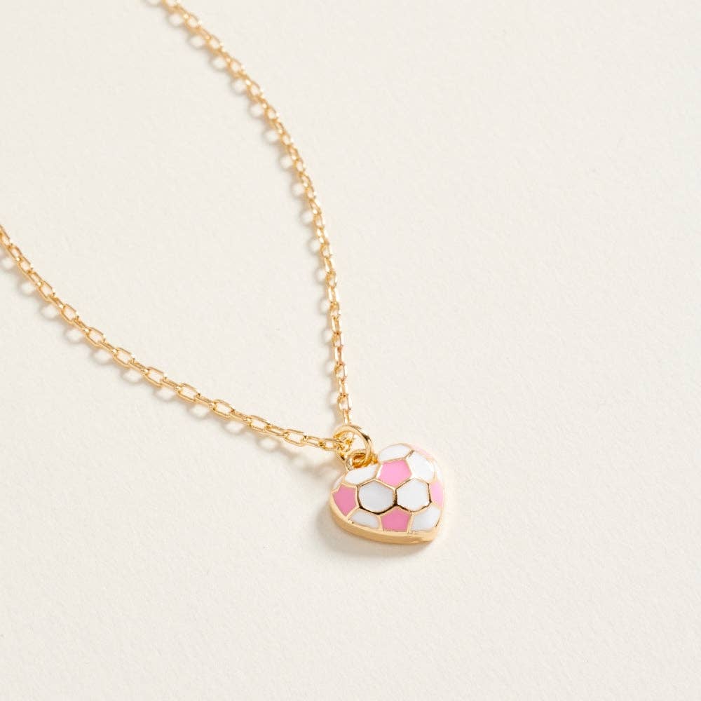 Soccer Ball Heart Pendant Necklace