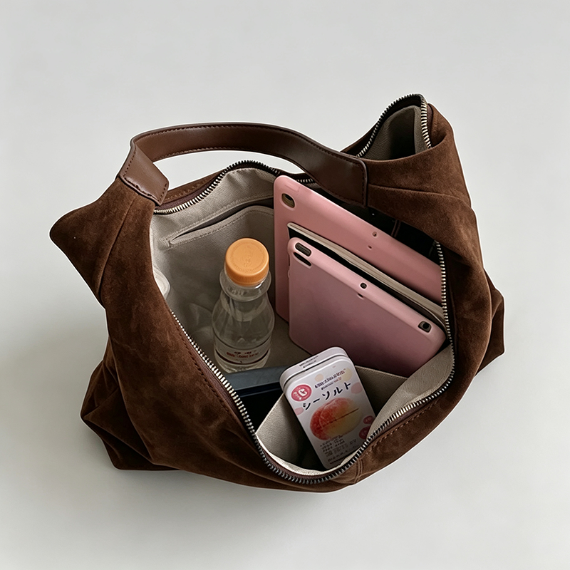 Brown Suede Hobo Purse