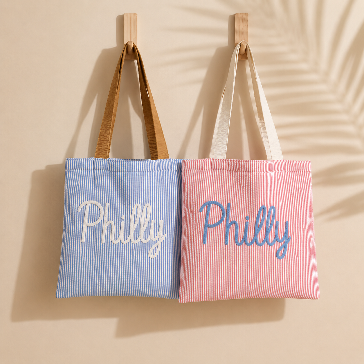 Seersucker Philly Rope Tote Bags
