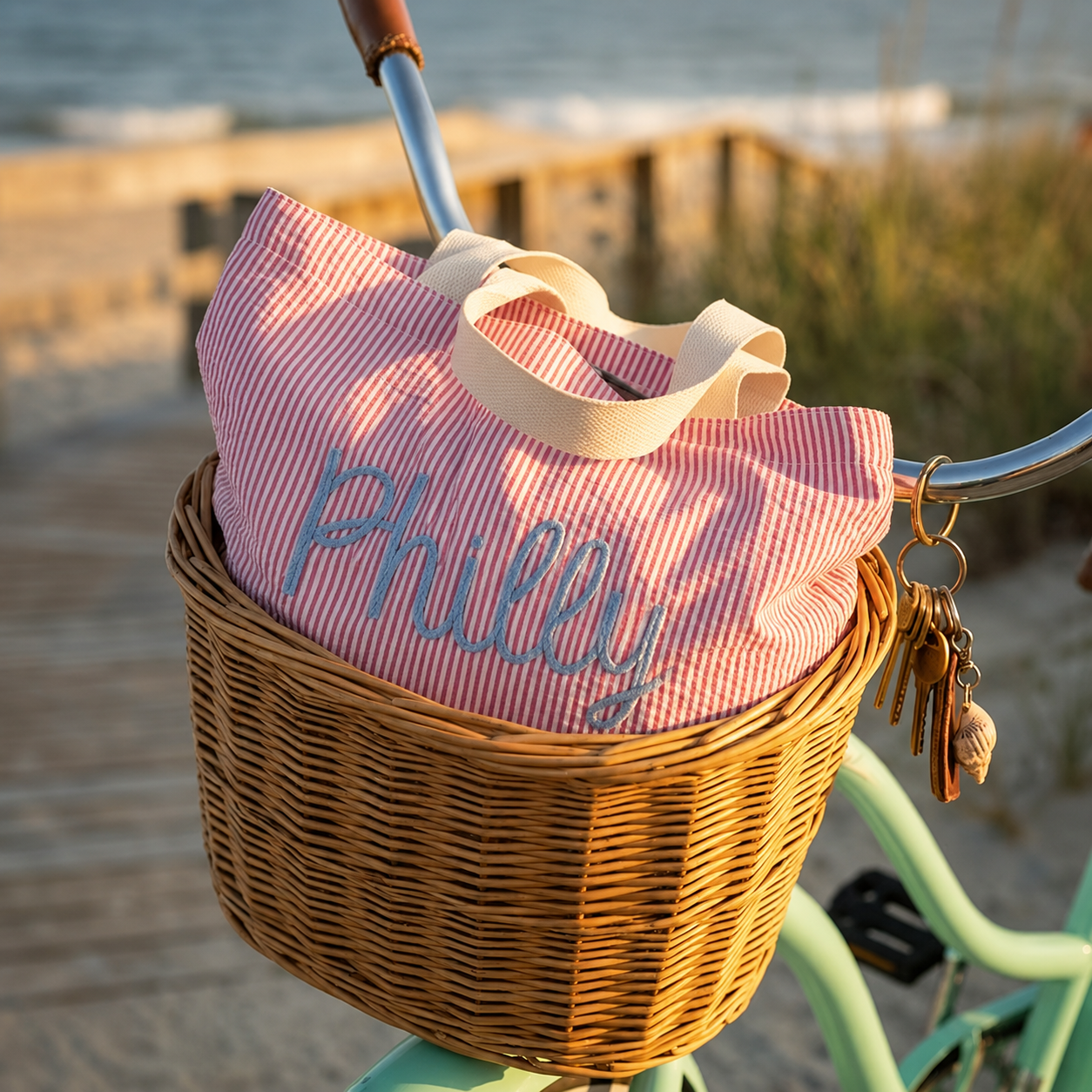 Seersucker Philly Rope Tote Bags