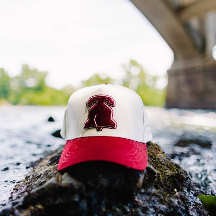 Curved Philly Vintage Red Cotton Snapback Hat