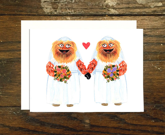 Gritty Lesbian Wedding Greeting Card