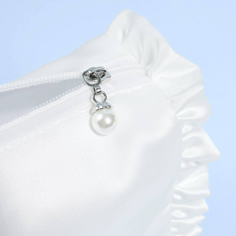 Embroidered Ruffle Bride Cosmetic Bag