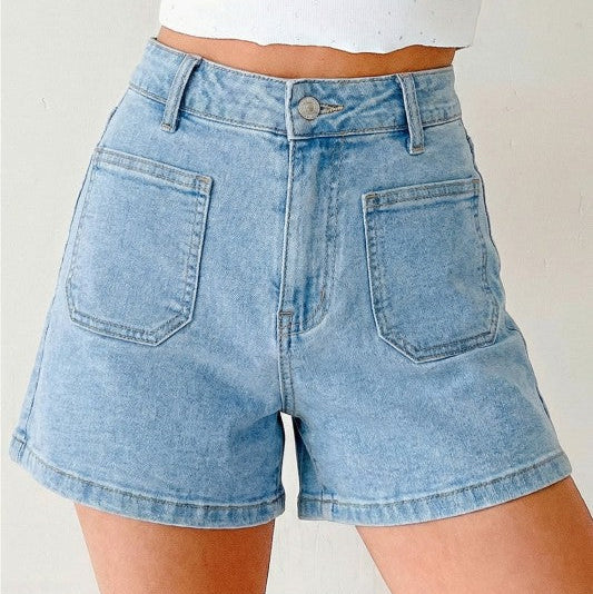 Patch Pocket Denim Shorts