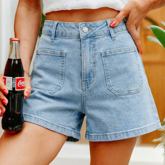 Patch Pocket Denim Shorts