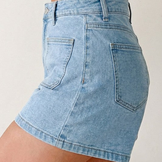 Patch Pocket Denim Shorts