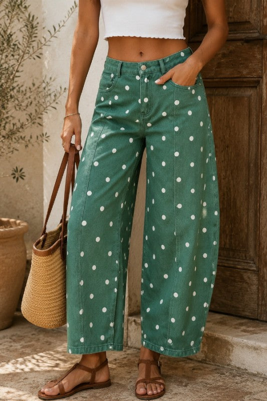 Polka Dot Barrel Jeans
