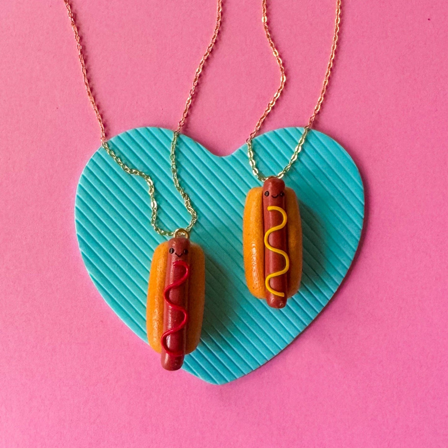 Hot Dog Clay Necklace