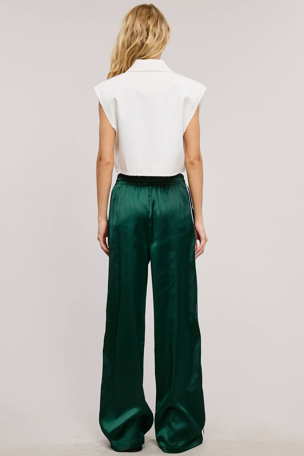 Green Satin Track Pant