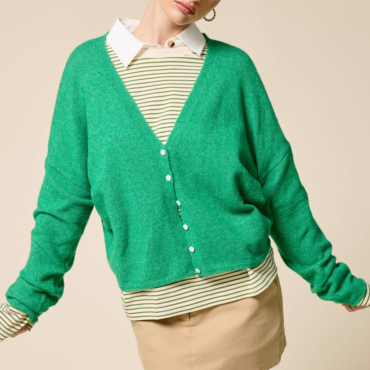 Batwing Sleeve Button Up Cardigan