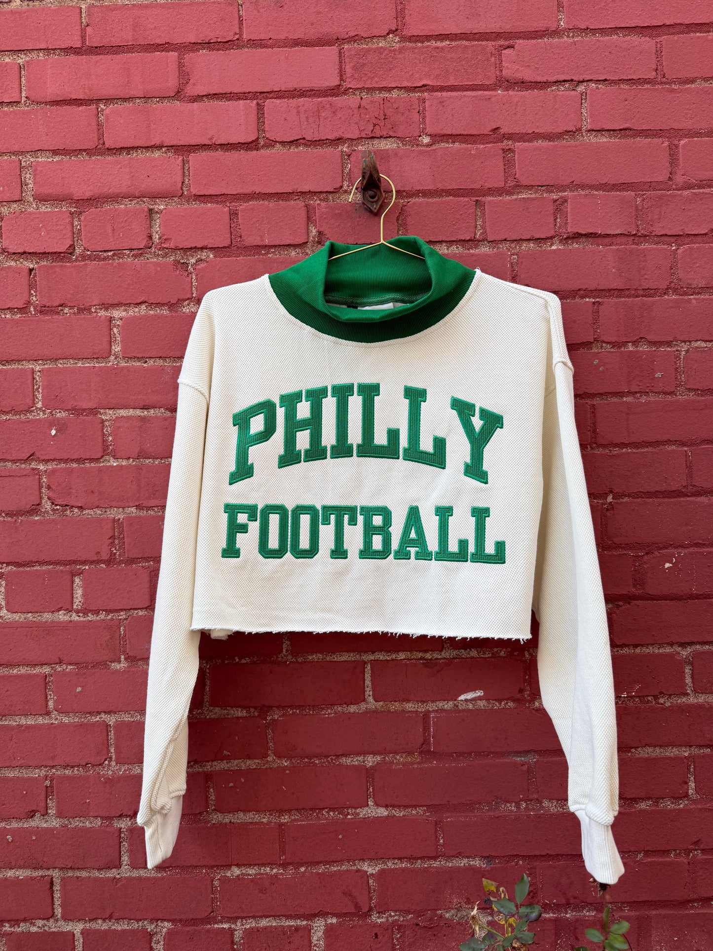 Philly Football Mock Neck Waffle Crop