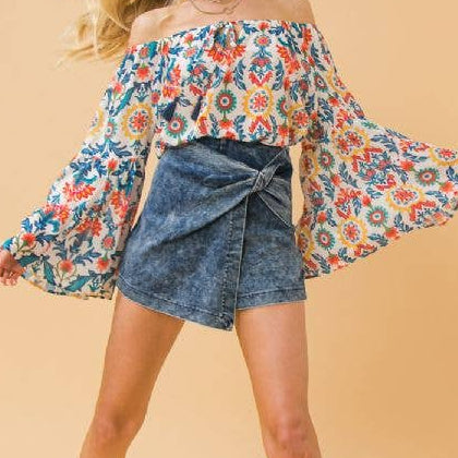 Acid Wash Skort