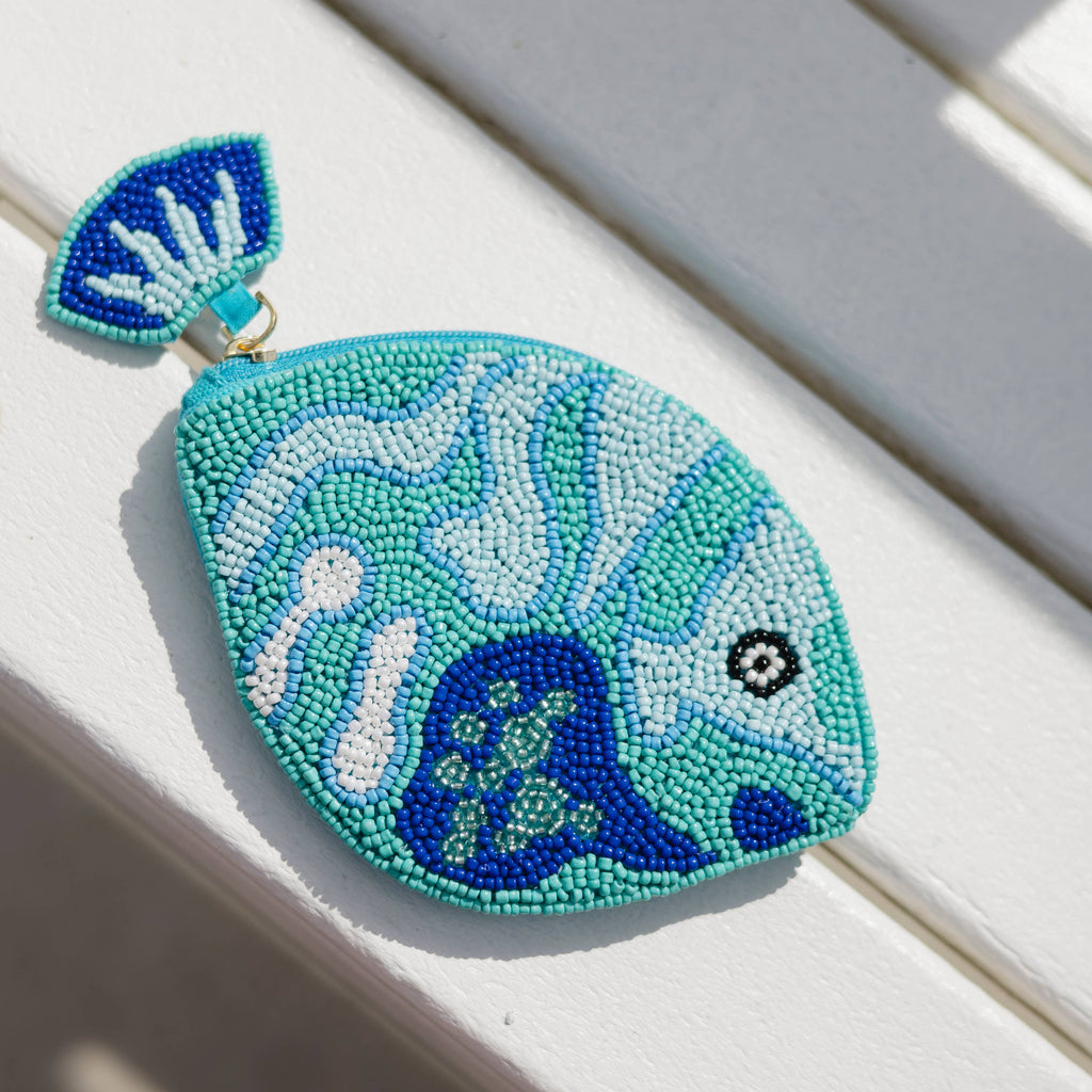 Fish Beaded Zip Pouch