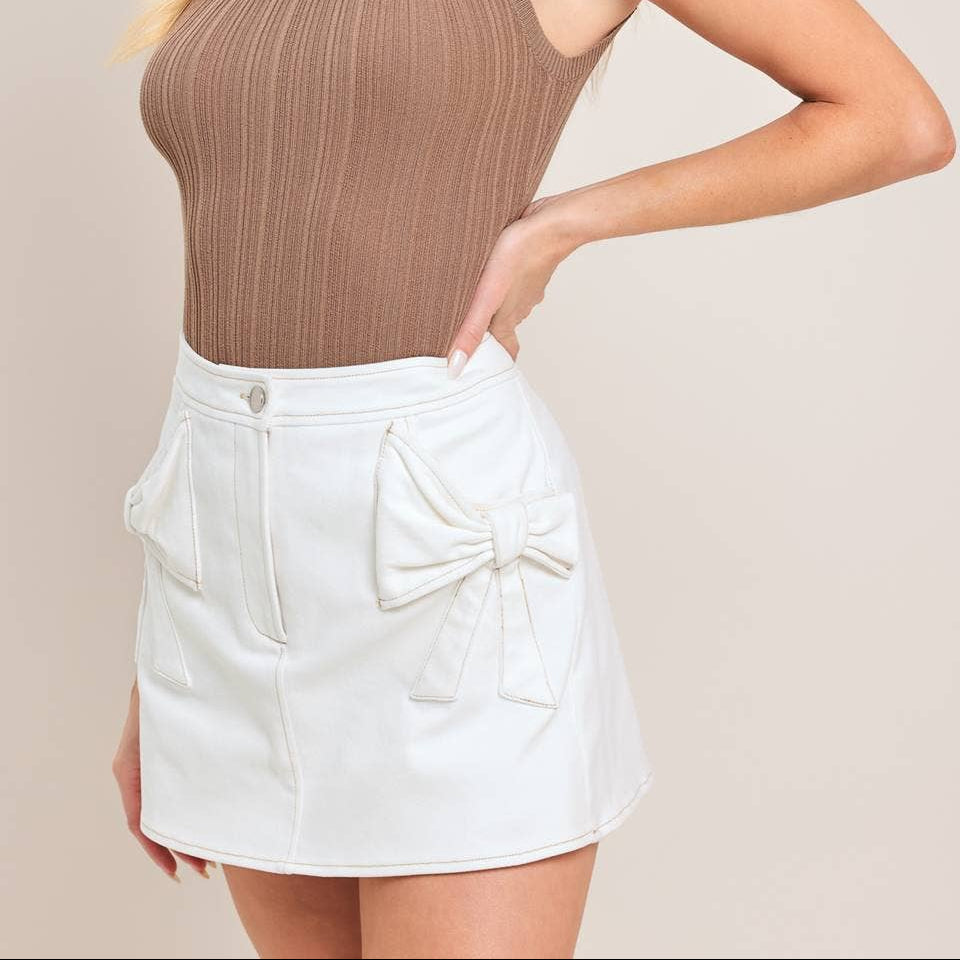 White Bow Skort