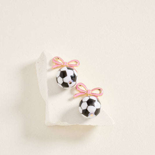 Soccer Ball Bow Earrings