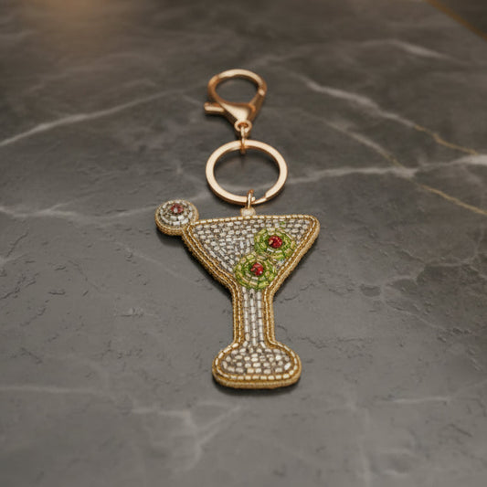 Martini Beaded Bag Charm/Keychain