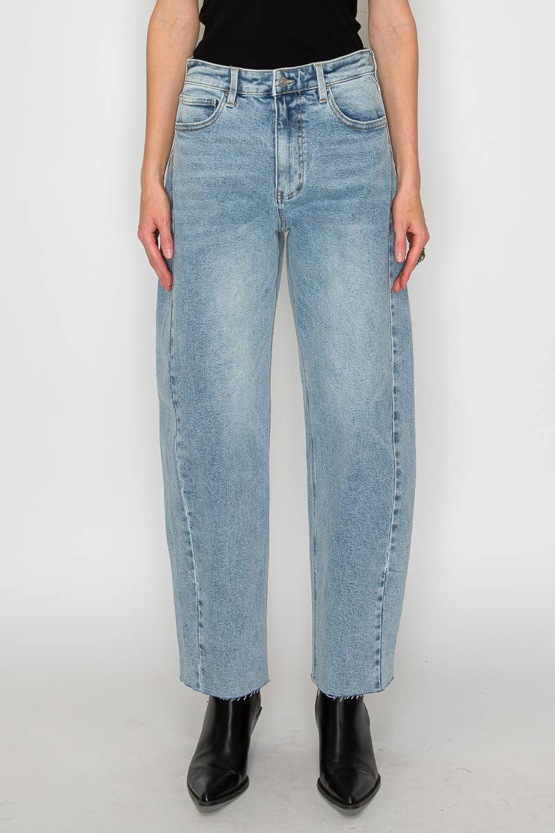 High Rise Barrel Leg Denim
