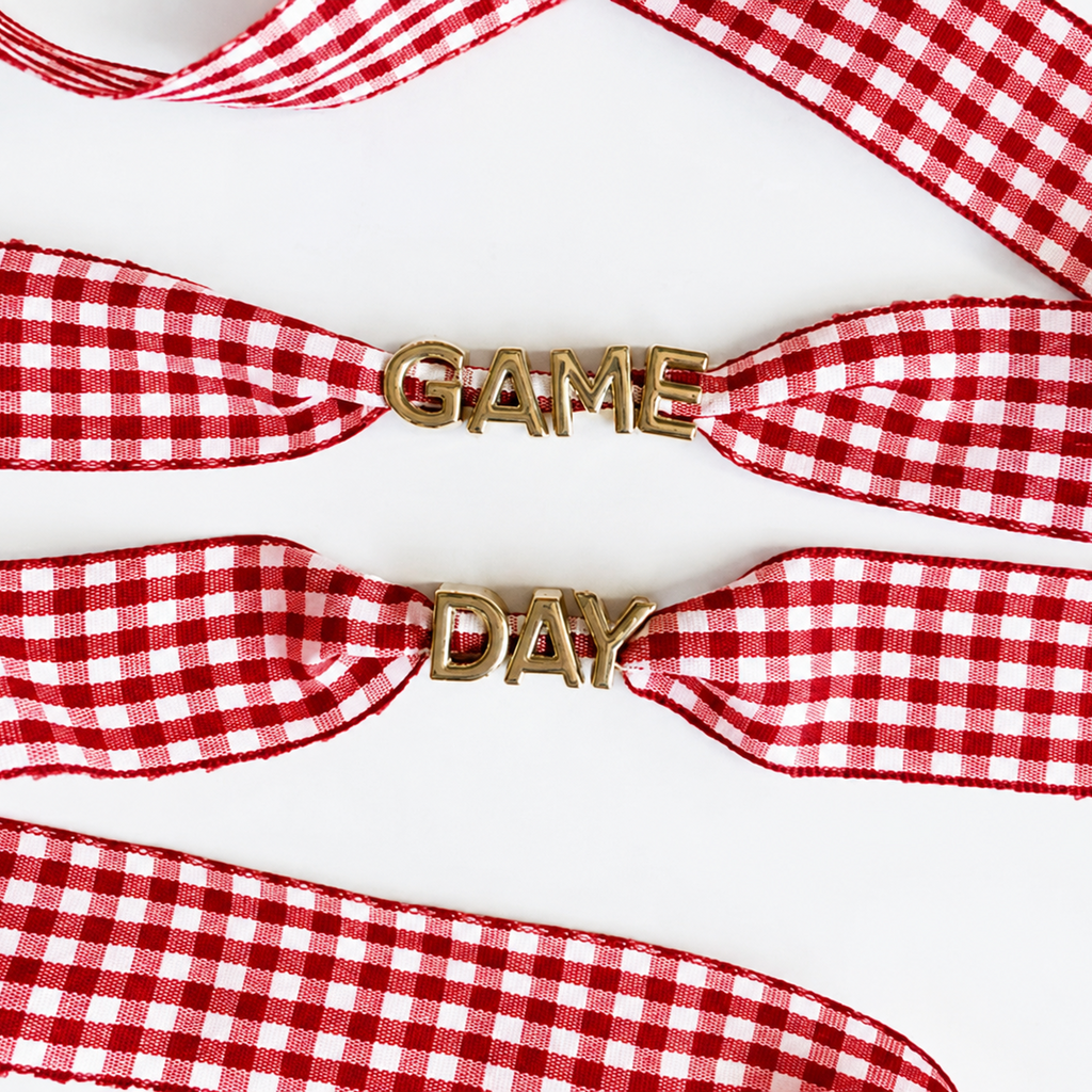 Game Day Gingham Shoe Lace Charm Set - Red & Green