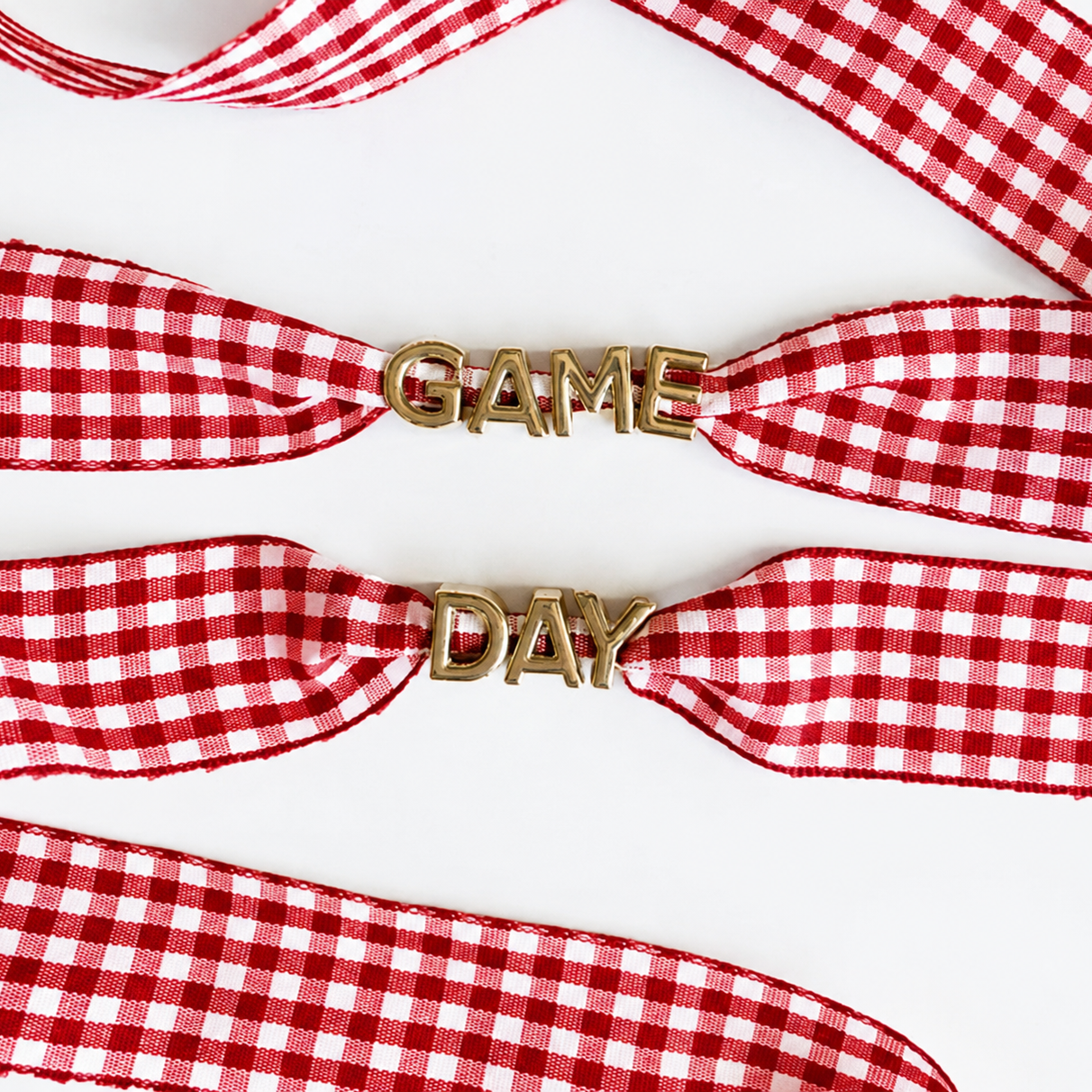 Game Day Gingham Shoe Lace Charm Set - Red & Green