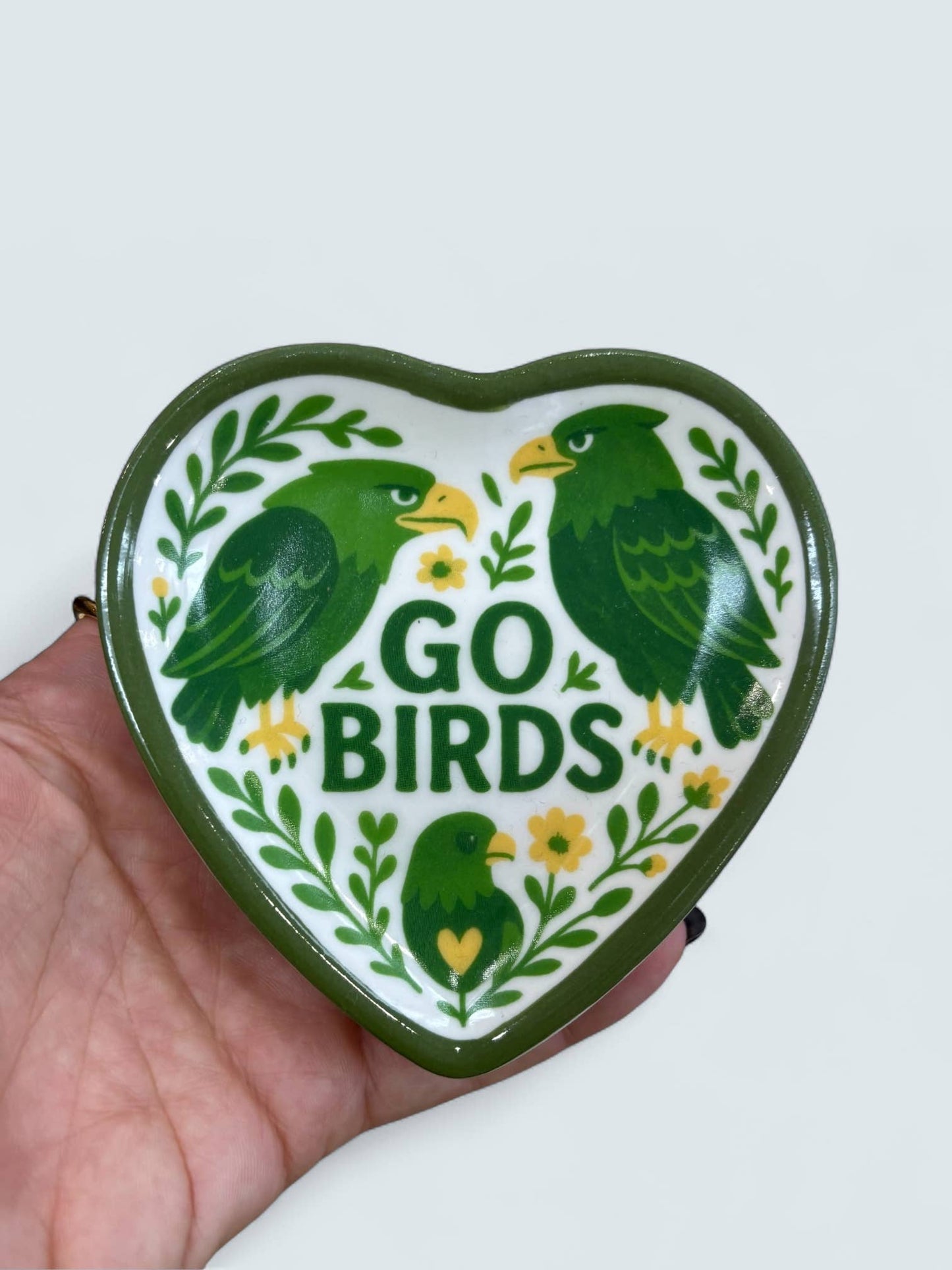 Birds Heart Shaped Ceramic Trinket Tray