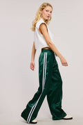 Green Satin Track Pant