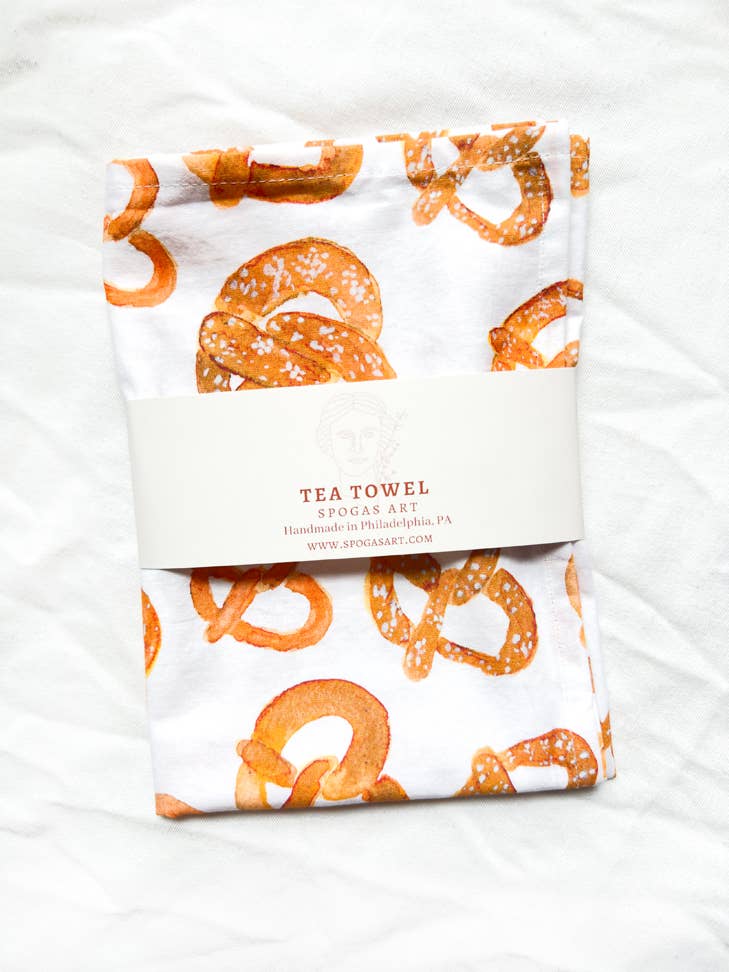 Watercolor Pretzel Kitchen Tea Towel