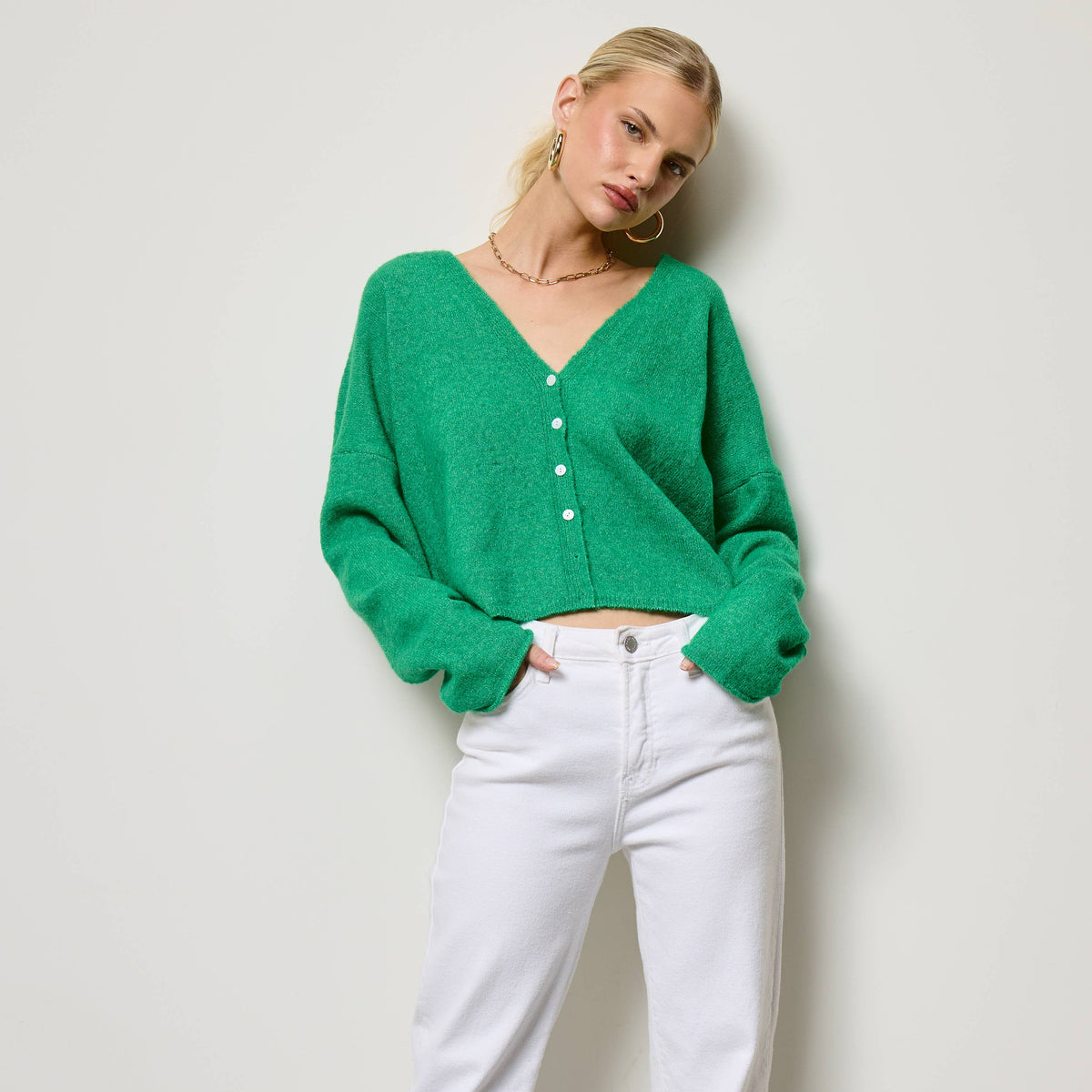 Batwing Sleeve Button Up Cardigan