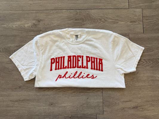 White Phillies Puff Comfort Colors Tee